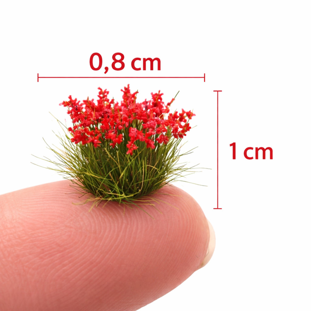 Kwiaty modelarskie 0,8–1 cm – 15 kępek do dioram i podstawek