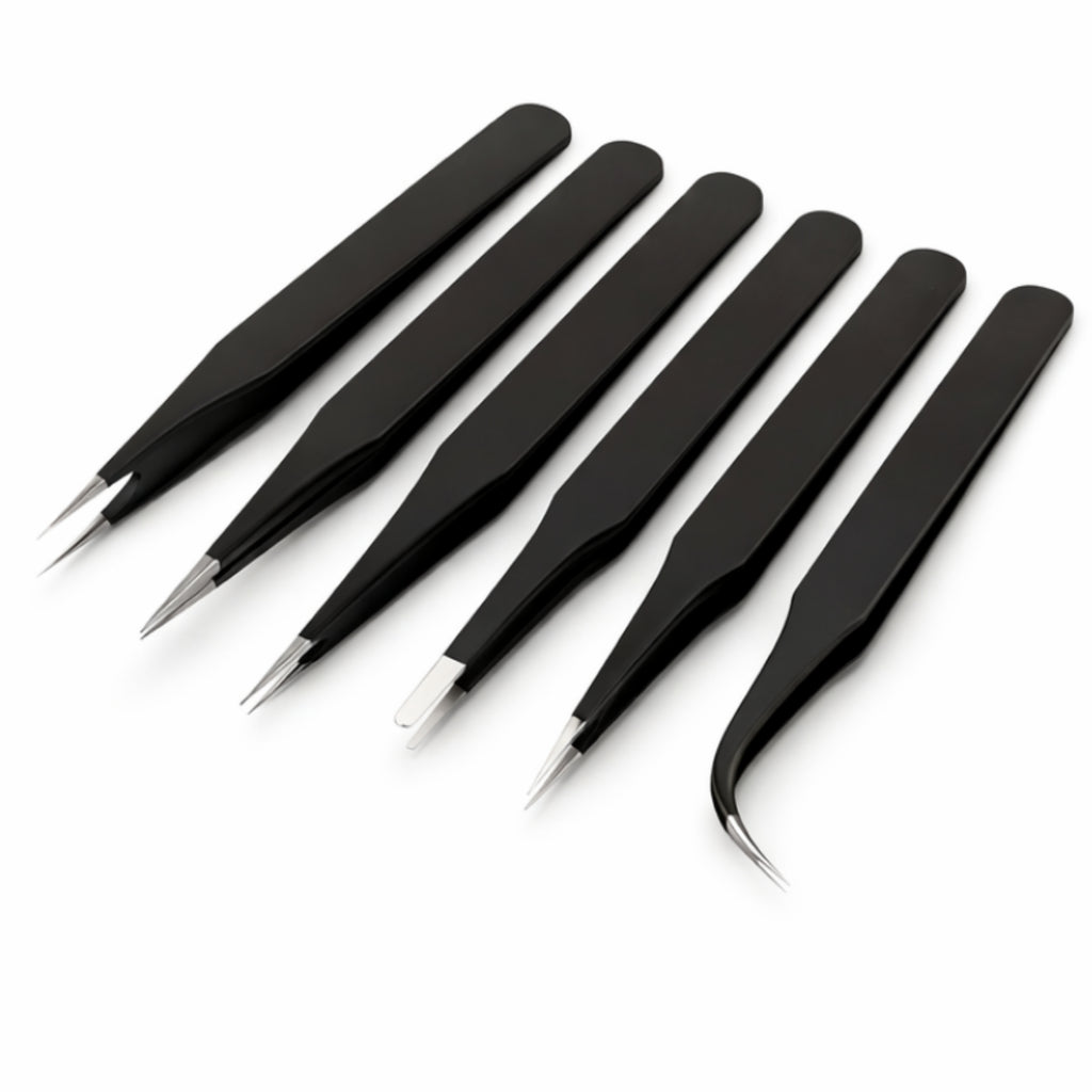 Zestaw pęset ESD do modelarstwa – precyzyjne narzędzia modelarskie (6 szt.)